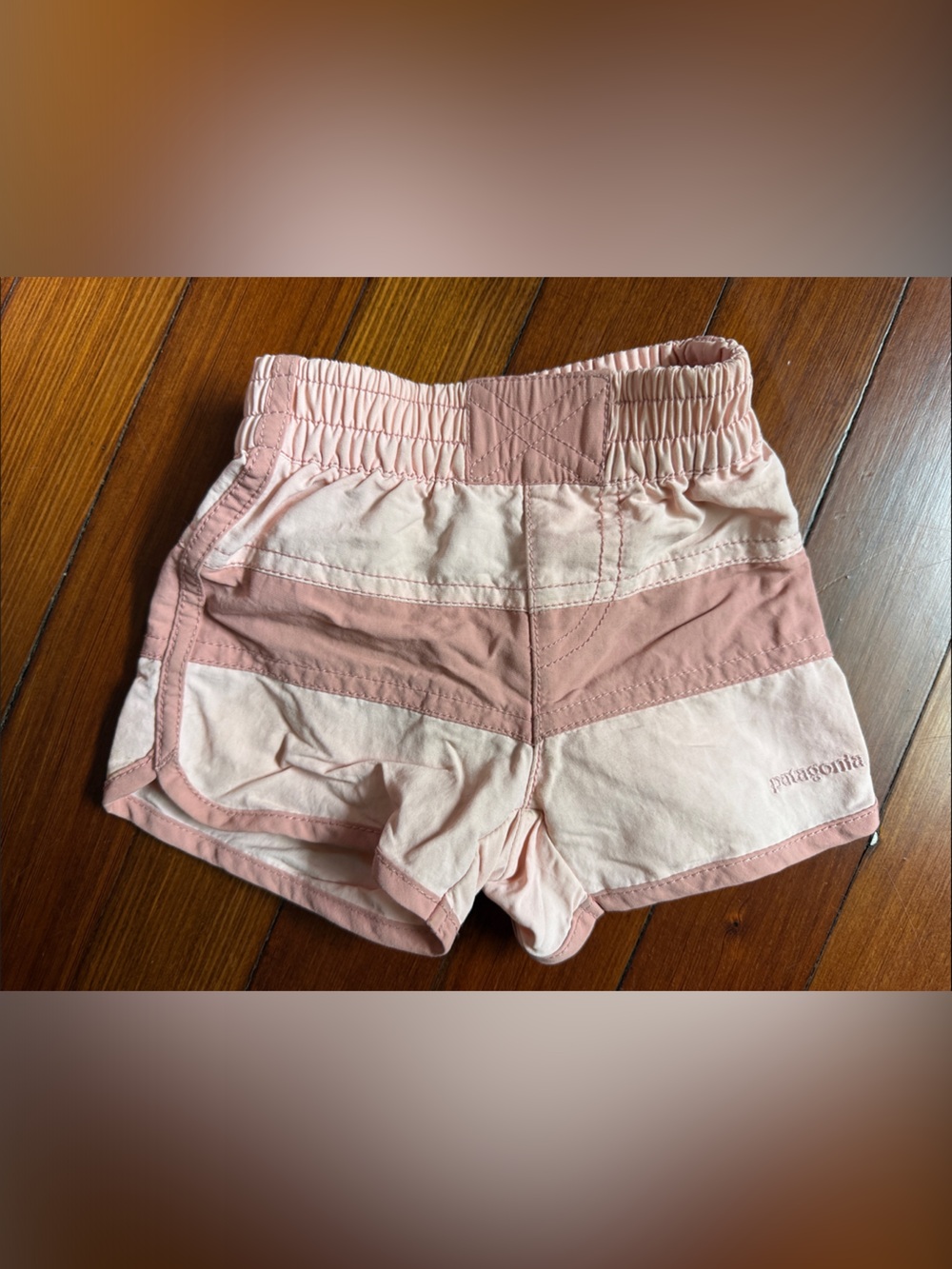Patagonia Baby Two-Tone Light Pink Striped Baggies Shorts
